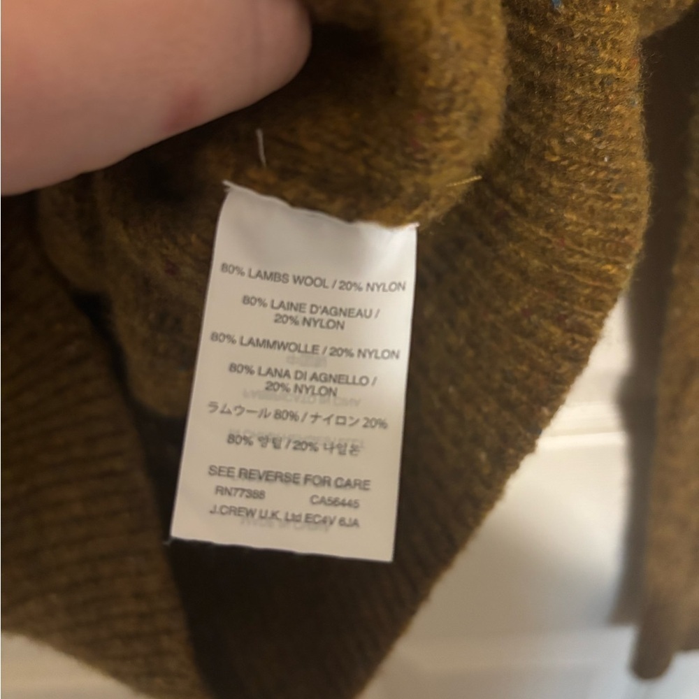 J.Crew XXS Lambswool Cable Knit Sweater Brown Tweed Button Shoulder - Picture 7 of 7